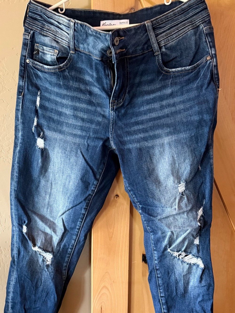 KanCan Women's Distressed Medium Blue Skinny Jeans